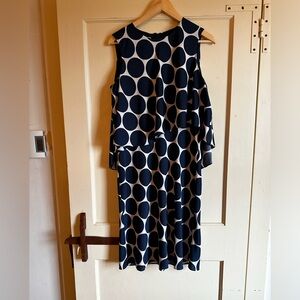 Donna Morgan Navy and White polka dot dress